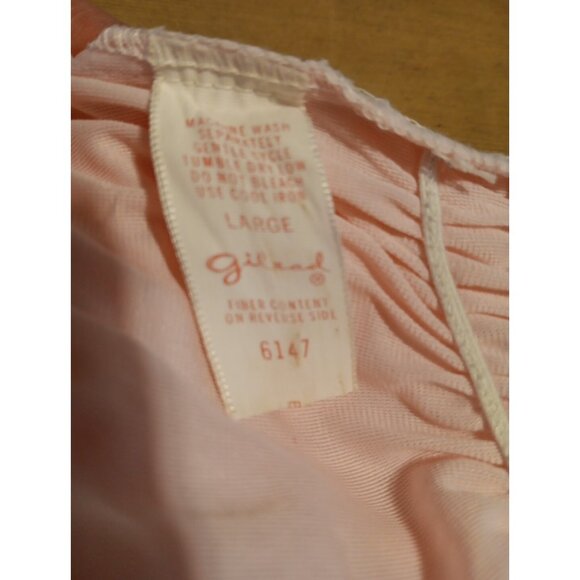 Vtg 70s Gilead Women L Nightgown Peasant Boho Flower Pink Maxi Semi Sheer Hippie - Picture 7 of 8